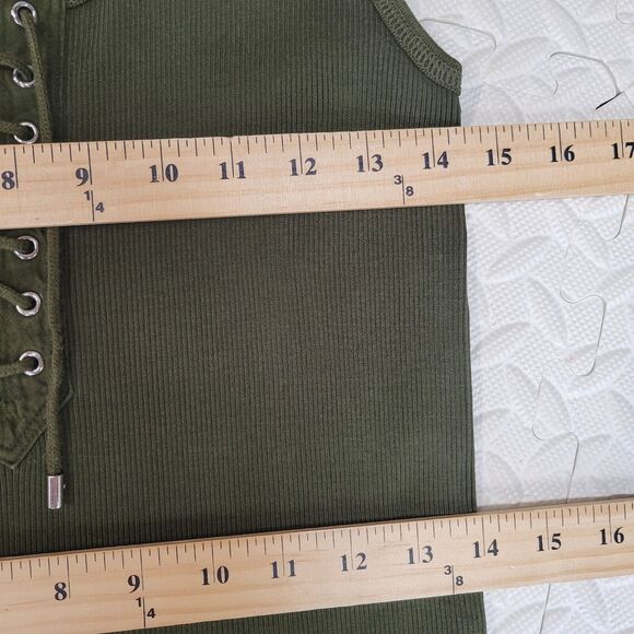 Ralph Lauren Black Label Tank Dress Large Medium Midi Ribbed Knit Olive Green - Picture 9 of 9